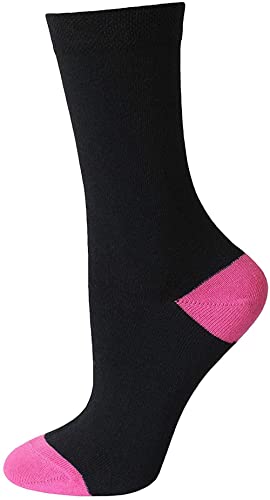 KAV Pack of 5/10/15 Pairs Ladies Colour Heel & Toe Socks in Black - Cotton Rich with Honeycomb Soft Top Stretch Breathable Multipack Socks for Work and Casual Wear (10-PACK)