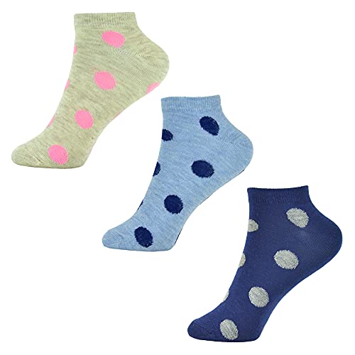 RJM Ladies Multipack Assorted Design Trainer Socks 4-7 6 Pack Spot & Hearts