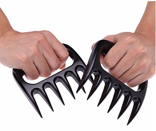 Alucky BBQ Bear Claws Pulled Pork Shredder Meat Handle Forks Handling & Carving Food Caw Handler for Pulling Brisket from Grill or Slow Cooker Grill Barbecue ToolS 2 PCS / Set (Black).