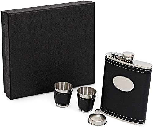 KAV Flask Set with Gift Box 10oz with Funnel and 2 Schnapps Cups Easy to Use and Convenient to Carry - Stainless Steel Hip Bottle Safe, Durable, Anti Corrosion and Anti Rust