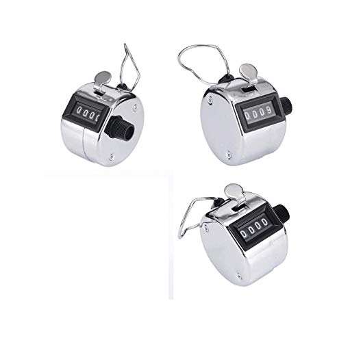 KAV - Sport Golf knitting footfall Hand Held Tally Counters Digit Number Lap Counter Manual 4 Digit Number Hand Held Mechanical Lap Counter with Finger Ring for People Counting, Value pack of 3