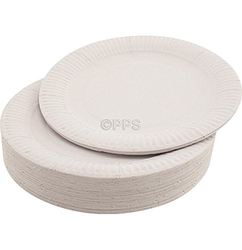 100 WHITE PAPER PLATES - 9 inch/23cm quality durable plates ideal for hot and cold food