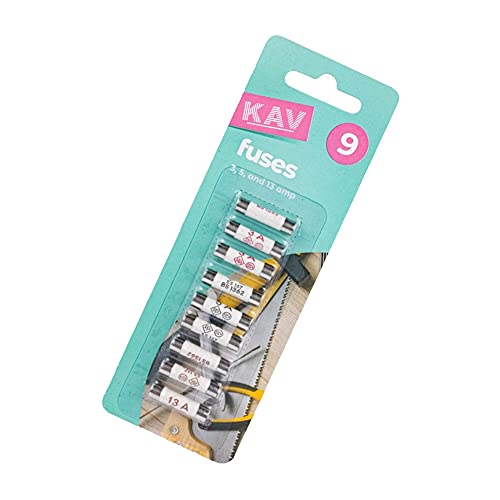 KAV Electrical Ceramic Household Domestic Fuses 3 5 13 A amp 240V Volt 3 Values 9x Mixed Assortment Kit packag