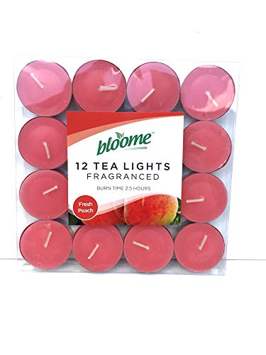 bloome Fragranced Tea Light Candles Assorted 12pk (Fresh Peach)