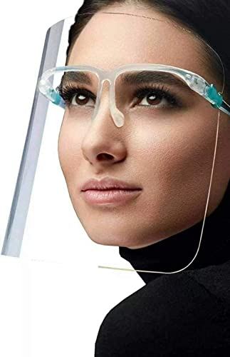 KAV Full Face Protector Shield - Visor with Glasses Frame - Double Sided Anti-Fog Effects, Lightweight, Reusable Cover - Covering Eyes, Nose, Mouth (Pack of 15)
