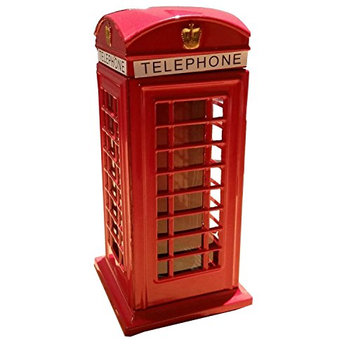 KAV 1 Telephone Booth/Phone Red Box London Souvenir Die Cast Metal Money Box Bank Souvenir! Union Jack on Box/Speicher/Memoria! A Collectible, Distinctive, London, England British UK Collectible-Red