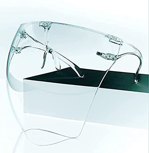 KAV Protective Shield Full Face Cover Visor Glasses, Sunglasses - Transparent, Reusable, Anti-Fog, Lightweight Protection Mask - Covering Eyes, Nose, Mouth