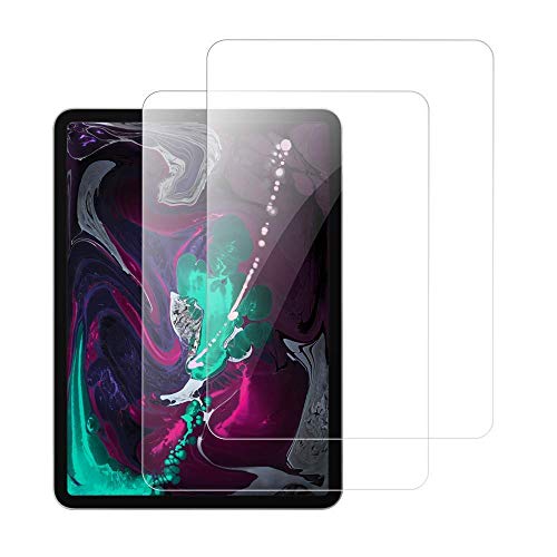 KAV (2 pack Screen Protector iPad Pro 11 inch - Tempered Glass for Apple iPad Pro 11" 2018 [Apple Pencil Compatible] 0.3mm [2.5D Rounded Edge] Scratch Resistant 9H Hardness [Eye Protection]
