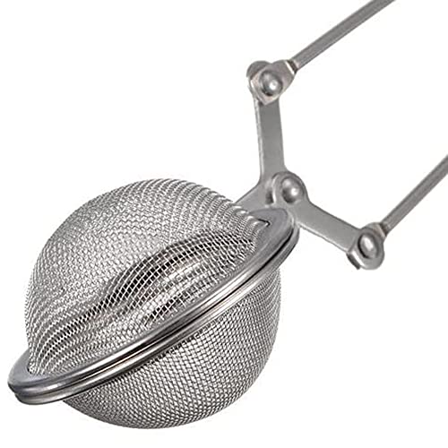 KAV 3 Pack Stainless Steel Tea Strainer 2 X Mesh Snap Ball Shaped Infuser Squeezer with Handle for Loose Leaf Tea Coffee, Beans and Mulling Spices, Silver