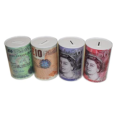 KAV Sterling Money Tin - Piggy Bank, Coin Tin, Cash Tin, Savings Tin, Money Box to Save Birthday Money, Holiday and Christmas Fund - (15 cm x 10 cm)