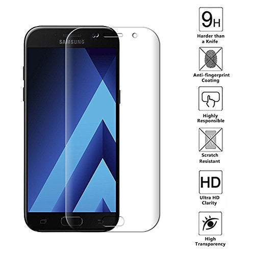 Samsung Galaxy A5 2017 Protector, Tempered Glass Protective Films Invisible Transparent Clear Protection Display Shield for Samsung Galaxy A5 2017 - (Pack of 3)