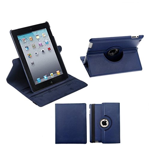 Clearance Sales!360 Degrees Rotating Stand (Dark blue) Leather Case for Apple iPad 2 /3 /4 Generation