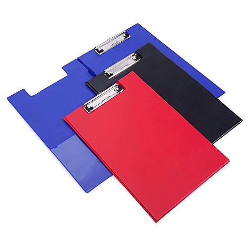 KAV - PVC Fold Folding Fold Over with Storage Clipboards (12 Pack) - A4 Size Foolscap Clip Boards with Sturdy Spring - Durable Clip Boards Perfect for Office and School/Presentation