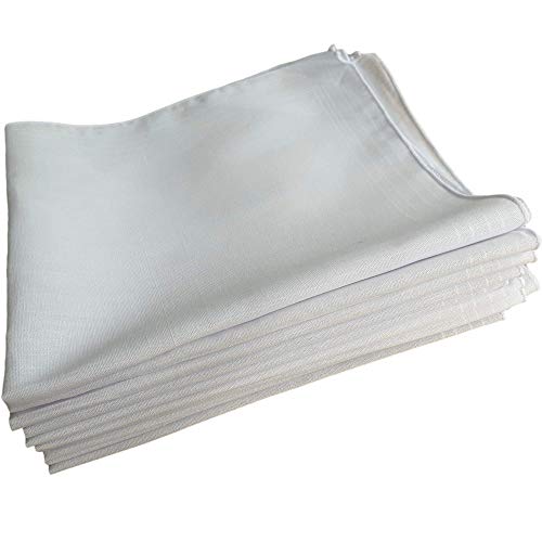 10 Pack Mens White Polyester Cotton Handkerchiefs