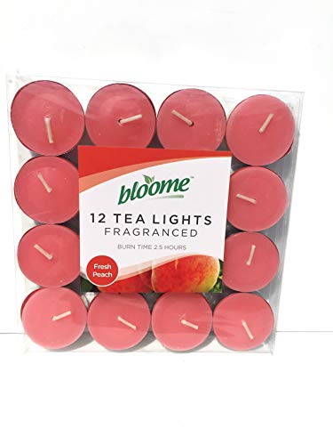 bloome Fragranced Tea Light Candles Assorted 12pk (Fresh Peach)