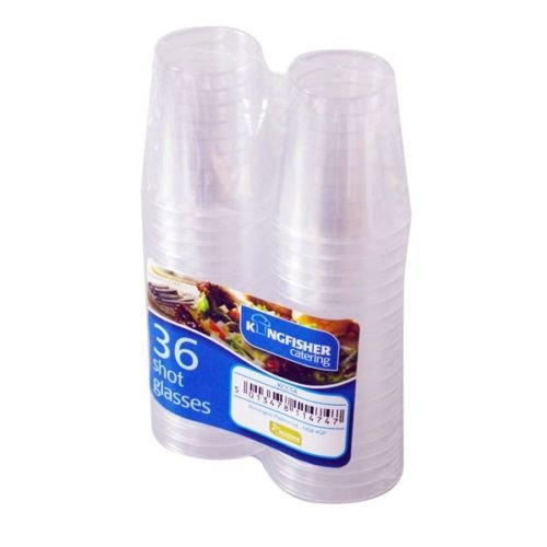 Kingfisher Catering Pack of 32 x 30ml Strong Clear Plastic Reusable Jelly Shot Glasses