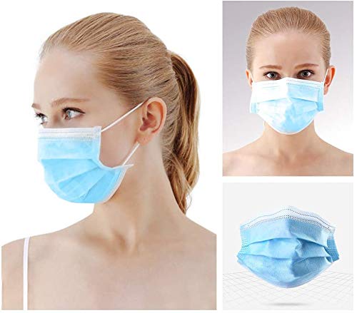 KAV – 3 Ply 3 Face Mask for adults, Basic Face Mask, Disposable General Use face masks Dust Mask, Breathable, Motorbike, Anti Haze For Commuting, Shopping and Outdoors UK SELLER