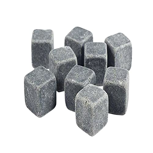 KAV 9 Pcs Reusable Whisky Granite Stones Set Refreezable Ice Drink Cubes Chilling Rocks Gift Set with Pouch for Cold Drinks, Scotch, Brandy