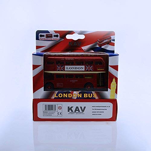 KAV - London Double Decker Red Bus Models (Pull Back & Go Action) Made of Die Cast Metal and Plastic Parts