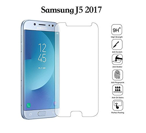 Samsung Galaxy J5 2017 Protector, Tempered Glass Protective Films Invisible Transparent Clear Protection Display Shield for Samsung Galaxy J5 2017 - (Pack of 2)