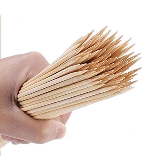 KAV 50 Natural Bamboo Wooden Skewers 35 cm - Barbecue Grill Sticks for Party Appetizers, Kebabs, BBQs, Fruits, Chocolate Fondues - Premium Quality - No Splits & Debris - Safe, Reliable, Durable.