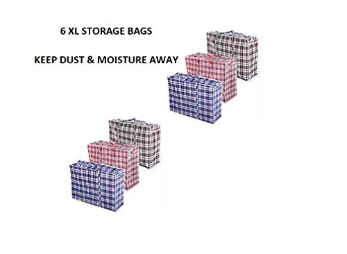 6 X LARGE STRONG LAUNDRY STORAGE SHOPPING BAG REUSABLE STORE ZIP BAGS NEW