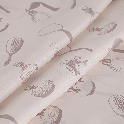 KAV Polyester Fabric Shower Mould and Mildew Resistant Curtain with Metal Button Hole Bathroom Accessories, Waterproof - Cream, 180x180 cm