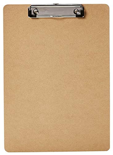KAV Clipboards 10 Pack, Low Profile Clip Hardboard with Sturdy Spring Grip & Concealed Hanging Hole, Durable Wooden Clip Boards for Office Work NHS School