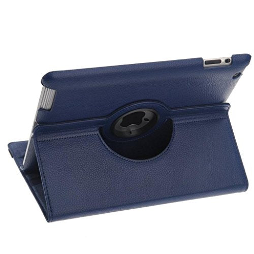 Clearance Sales!360 Degrees Rotating Stand (Dark blue) Leather Case for Apple iPad 2 /3 /4 Generation