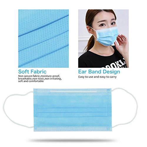 Face Masks,Pack of 100 Masks Standard-Sealed Bag Protected Health-3 PLY Masks Blue
