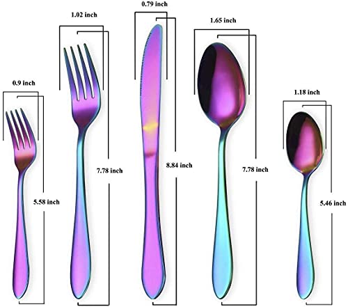 KAV 24pcs Stainless Steel Cutlery Set - Modern Eye Catching Sleek Design Knife, Fork, Spoon, Teaspoon with Mirror Finished for Dinner Set, Gift