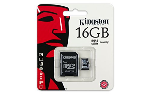 Kingston microSDHC SDC4/16GB Class 4 Flash Card + SD Adapter, Black