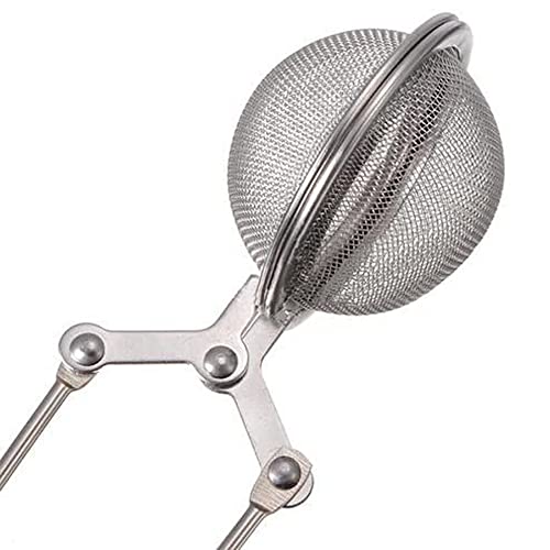 KAV 3 Pack Stainless Steel Tea Strainer 2 X Mesh Snap Ball Shaped Infuser Squeezer with Handle for Loose Leaf Tea Coffee, Beans and Mulling Spices, Silver