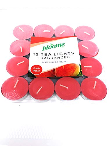 bloome Fragranced Tea Light Candles Assorted 12pk (Fresh Peach)