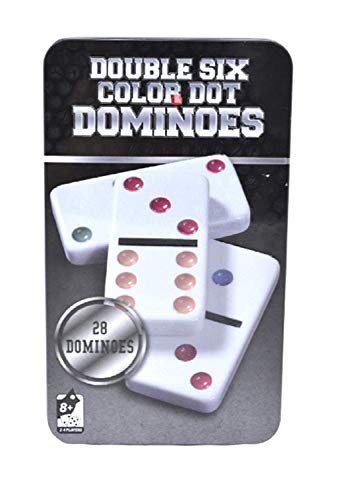 KAV Double 6 Colour Dot Dominoes In A Tin Dominoes Double 6 Dominoes Game Set Dot Design Black