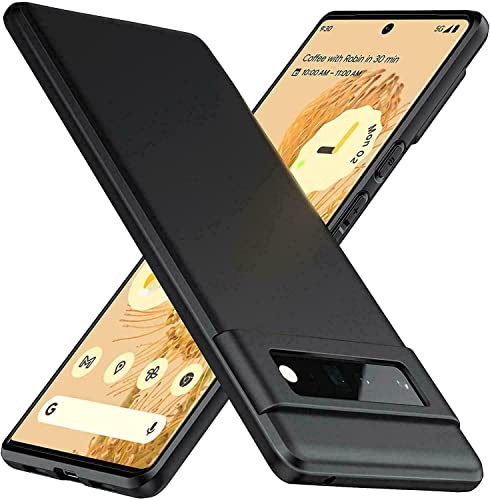 KAV Slim Matte Black Phone Cover for Google Pixel 6 Pro - 5G Case - TPU Shockproof Gel, Anti-Slip Feel Design, Slim and Washable (Black)
