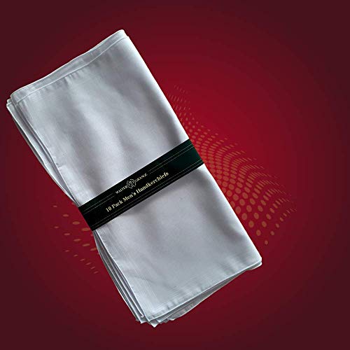 10 Pack Mens White Polyester Cotton Handkerchiefs