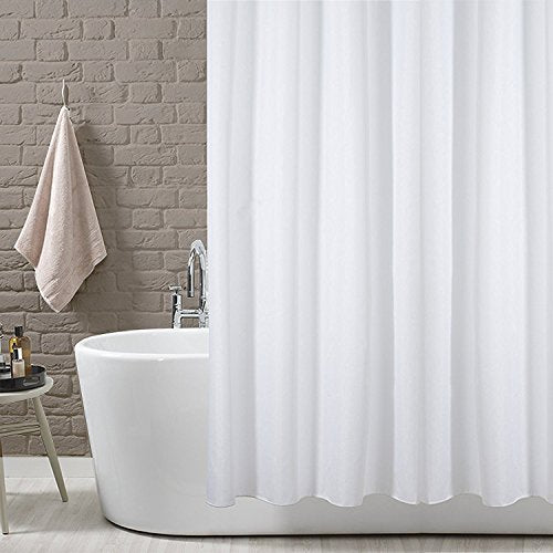 KAV Plain White polyster Fabric Shower Curtain
