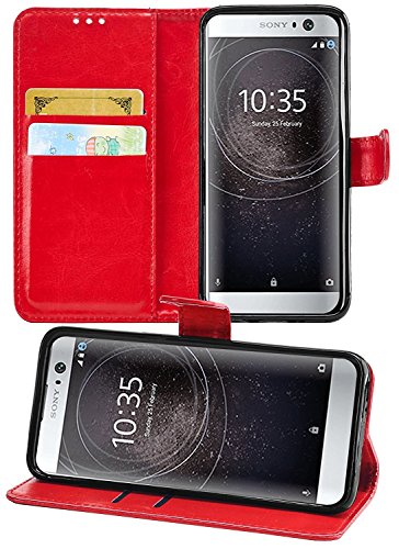 KAV Sony Xperia XA2 Case, Premium PU Leather Wallet Case Cover - Red