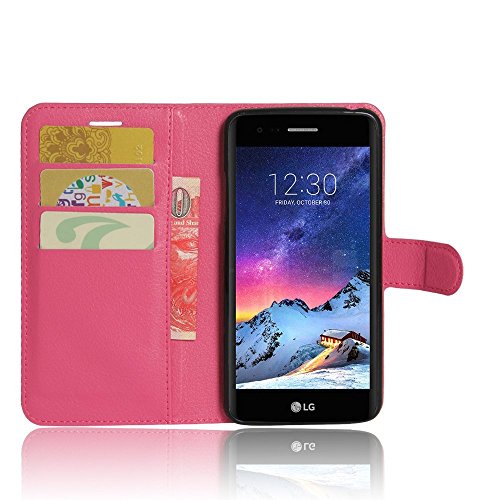 LG K8 2017, PU Leather Wallet Case Flip Cover with Card Slots & Stand For LG K8 2017 (Not compatible with Older version of K8) - Pink