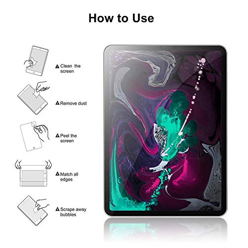 KAV (2 pack Screen Protector iPad Pro 11 inch - Tempered Glass for Apple iPad Pro 11" 2018 [Apple Pencil Compatible] 0.3mm [2.5D Rounded Edge] Scratch Resistant 9H Hardness [Eye Protection]