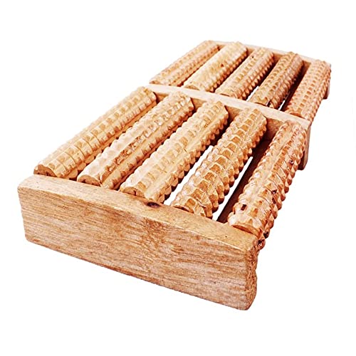 KAV Wood Dual Foot Care Massage by Wooden Foot Roller for Foot Spur Arch Pain, Stress Relieve Plantar Fasciitis, Healthy Relax Wooden Tool Care- 5 Rows