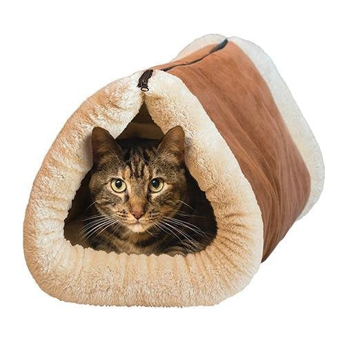 KAV 2 In 1 Pet Tunnel Bed Mat Cat Cushion Luxury Puppy Pad Fleece Self Heating Sofa Thermal Core Furniture&Carpets Fur-free Warm House for Cat/Puppy, Plush Pet Accessories