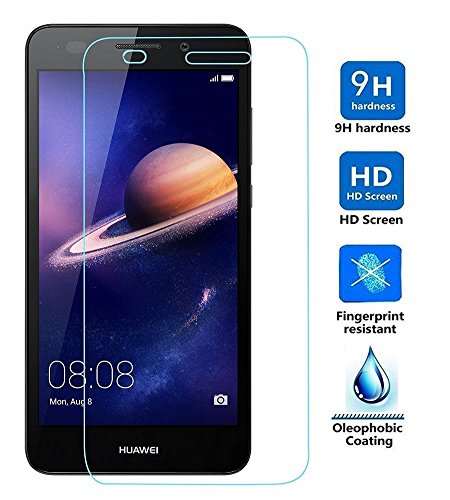 Huawei Y3 2017 Screen Protectors, Tempered Glass Protective Films Invisible Transparent Clear Protection Display Shield for Huawei Y3 2017 - (Pack of 2)