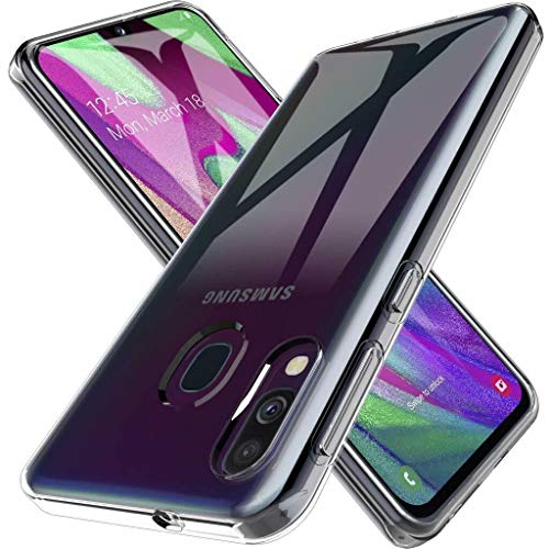 KAV- Compatible for Samsung Galaxy A40 Case Clear Gel Case Slim Fit Shockproof cushion edges Soft Back Bumper Protector Clear Cover + Tempered glass protector