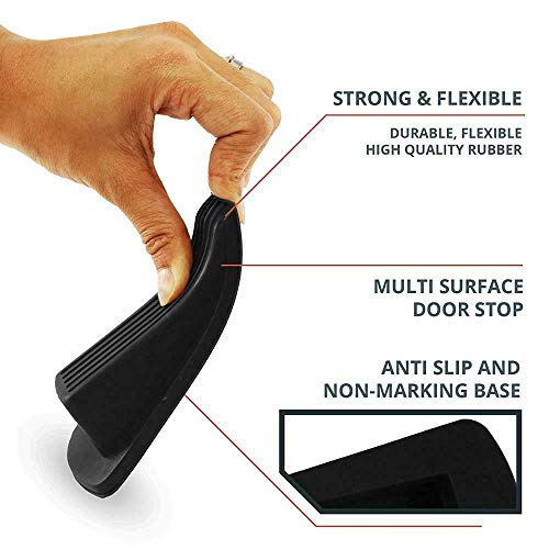 Door Stop Wedges Black Rubber (NOT Plastic) Door Stoppers for Home and Office Schools Care Homes Door Stop Wedges (Black)