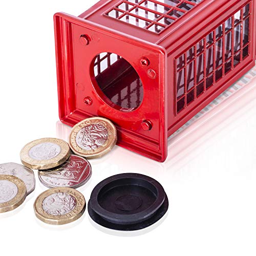 KAV Money Boxes London Telephone Box, Red Die Cast Money Bank/British Phone Booth Piggy Bank/United Kingdom Coin Saver/Savings Storage/Great Britain UK Souvenir/For Children and Adults of All Ages