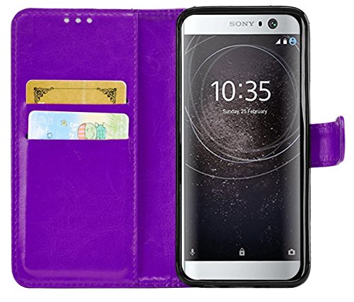 KAV Sony Xperia XA2 Case, Premium PU Leather Wallet Case Cover - Purple