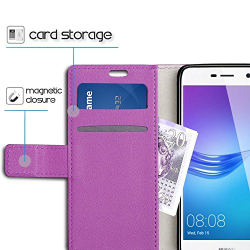 Huawei Y6 2017 Case, PU Leather Wallet Case Flip Cover with Card Slots & Stand For Huawei Y6 2017 - Purple
