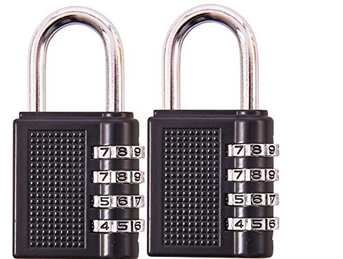 KAV - [2-Pack] 4 Digit Smooth Dial Weather Proof Combination Lock Security Proof Padlock : Combination Padlock Outdoor for Suitcases (Travel) School & Gym Locker, Outdoor, Fence, Hasp, Storage